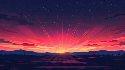 Obraz premium Breathtaking sunset floods the sky with vivid, dramatic hues.