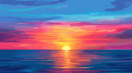 Obraz premium Breathtaking sunset floods the sky with vivid, dramatic hues.