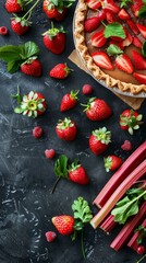 the concept of national strawberry rhubarb pie day, copy space 