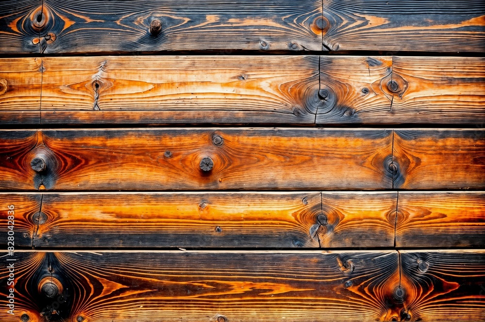 Poster close-up view of wooden planks with different colors and shows signs of age and wear with cracks and