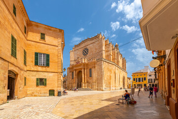 The Ciutadella de Menorca Cathedral in the historic old town center of the medieval Spanish town of...