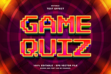 Game Quiz Pixel 3d text style effect template editable