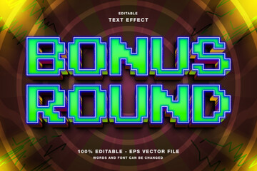 Bonus Round Game Title Pixel 3d text style effect template editable