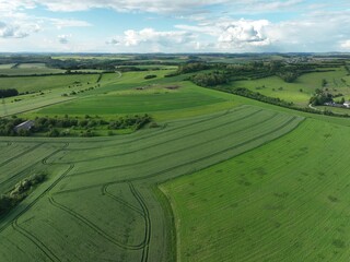 defaultDie Felder von Rheinland-Pfalz an einem sonnigen Sommertag in der nähe einer Stadt