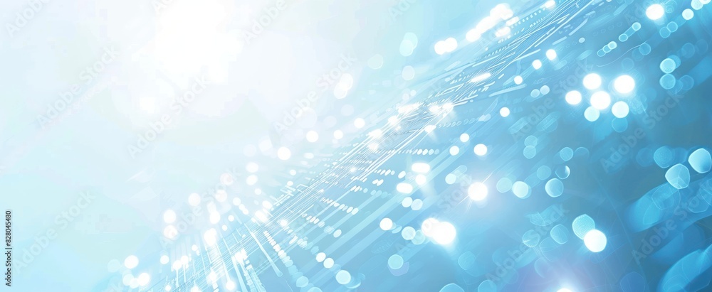 Poster abstract light blue background with blurred white gradient and digital data technology elements