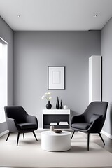 Fototapeta premium Elegant Meeting Room or Reception Hall, Spacious Beige Taupe Lounge with Plaster or Silk Stucco Walls, 3D Render Mockup for Modern Interior Design