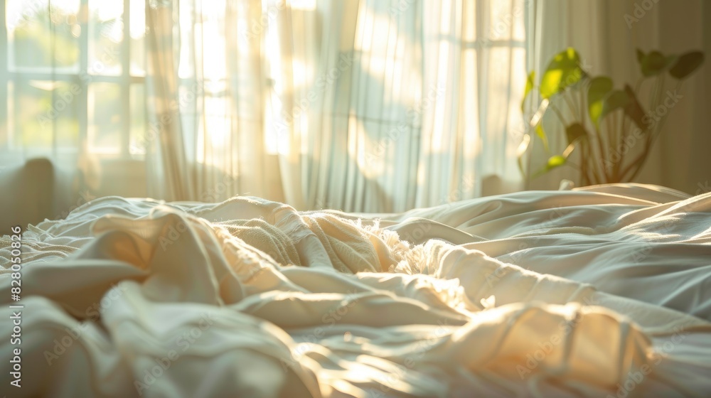Poster restful position by bright window with versatile sunlight and shadow background