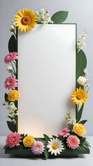 Obraz premium Flower frame and blank background for placing products or word