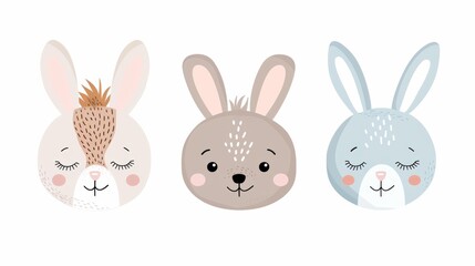 Rabbit. Flat vector illustration of cute animal. Baby nursery art.