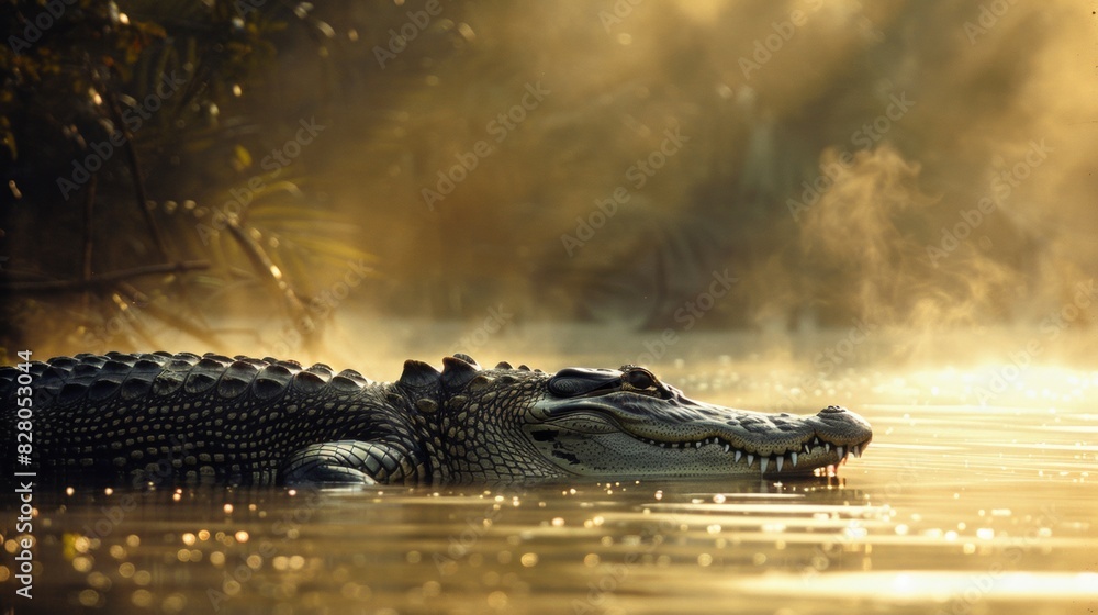 Wall mural Crocodile. Photography of wild animal in natural habitat.