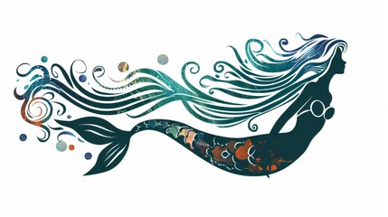 Obraz premium Vector illustration of a beautiful mermaid.