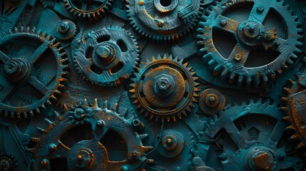 A closeup of intricate gears and cogs in an industrial setting, symbolizing the complexity behind technical innovation.