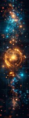 Obraz premium An abstract background for technology showing a high tech interface with a dynamic composition and lots of lights. 