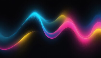 Grainy gradient background blue pink yellow abstract glowing color wave black dark backdrop noise texture banner poster header design