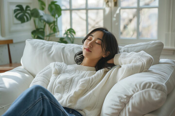 Woman Relaxing on Couch