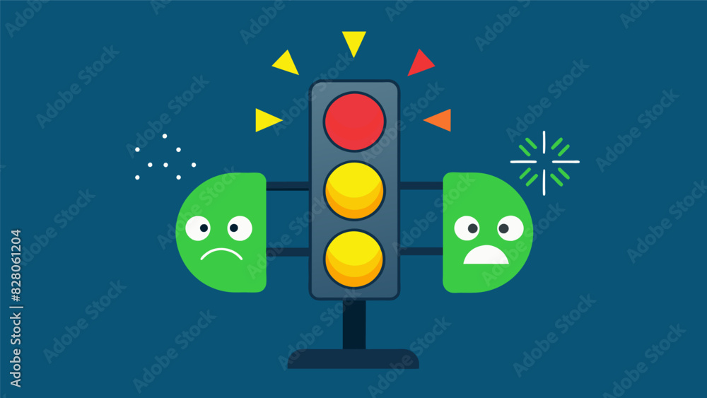 Poster a visualization of a traffic light with the colors representing different stress levels and tips on 