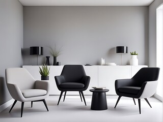Elegant Meeting Room or Reception Hall, Spacious Beige Taupe Lounge with Plaster or Silk Stucco Walls, 3D Render Mockup for Modern Interior Design