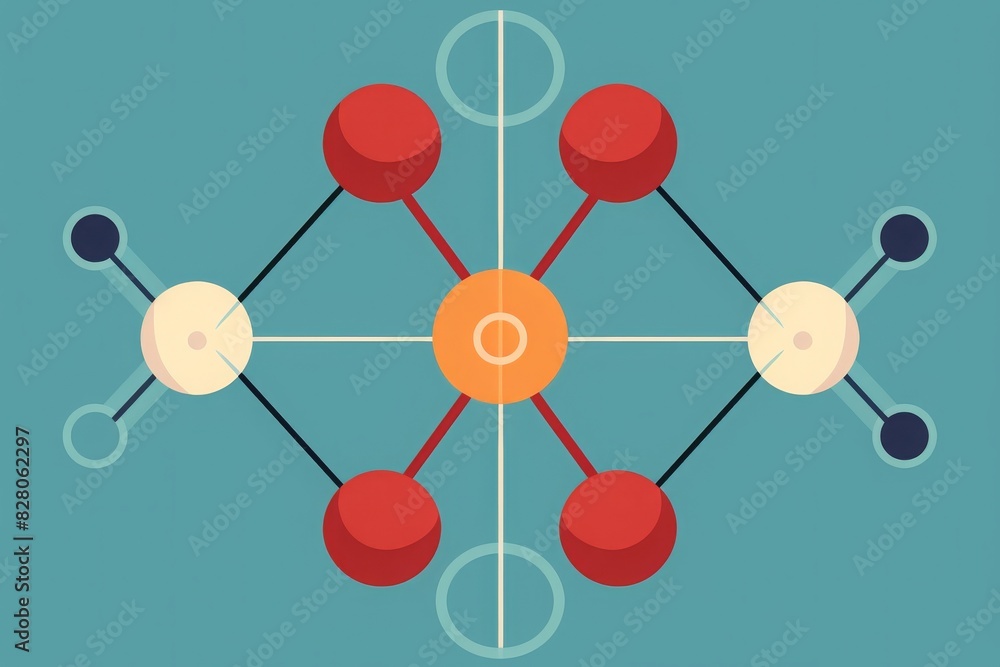 Poster abstract geometric design featuring connected colorful circles blue background. ideal tech, networki