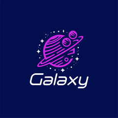 Galaxy logo, planet, space, astronomy, planet symbol, company logo, solar system, universe, star, nebula, cosmos, minimal, flat logo