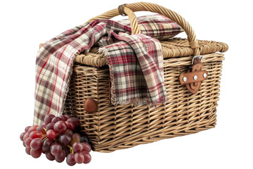 isolated white background of picnic basket
