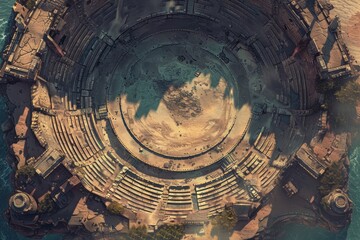 Ancient Arena on a Sinking Island forgotten god game dnd map