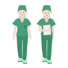 手術着を着た人物手描きベクターイラスト