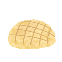 手描き　メロンパンのイラスト　テクスチャあり