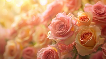 Pink and yellow roses background - Powered by Adobe