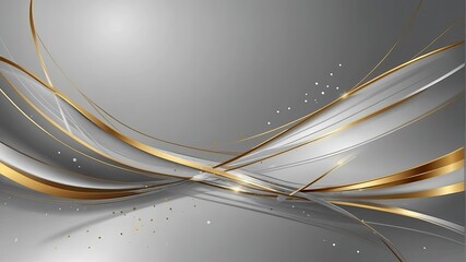 Abstract 3d gradient golden lines wavy on a gray background, black and shiny gold background