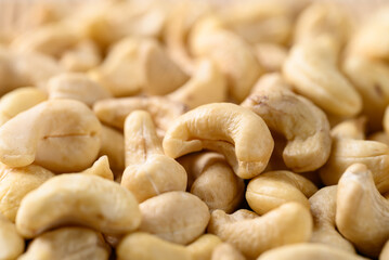 Raw cashew nuts texture background, Food ingredient