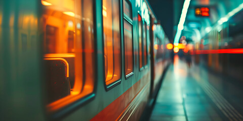 Empty subway station at night
