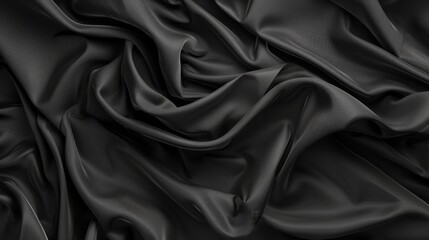 Fototapeta premium Glossy black fabric with reflective surface. Fashion material concept
