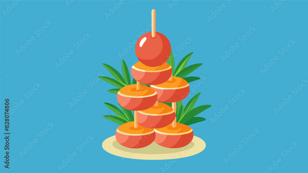 Poster a tiered display of bitesized prosciuttowrapped melon balls skewered with fragrant rosemary sprigs..