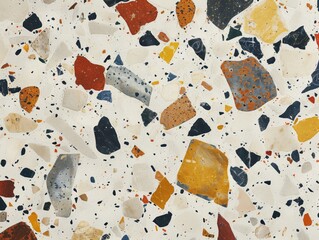 Mosaic tile floor featuring a variety of colored stones. Decorative flooring concept