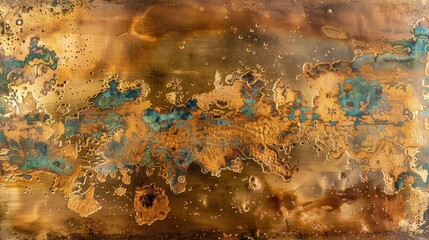 Glinting copper surface with rich patina