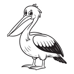 Fototapeta premium line art of pelican cartoon vector