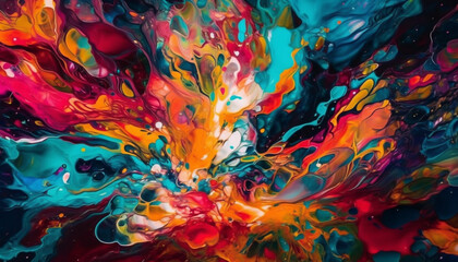 Vibrant colors mix in chaotic abstract design 