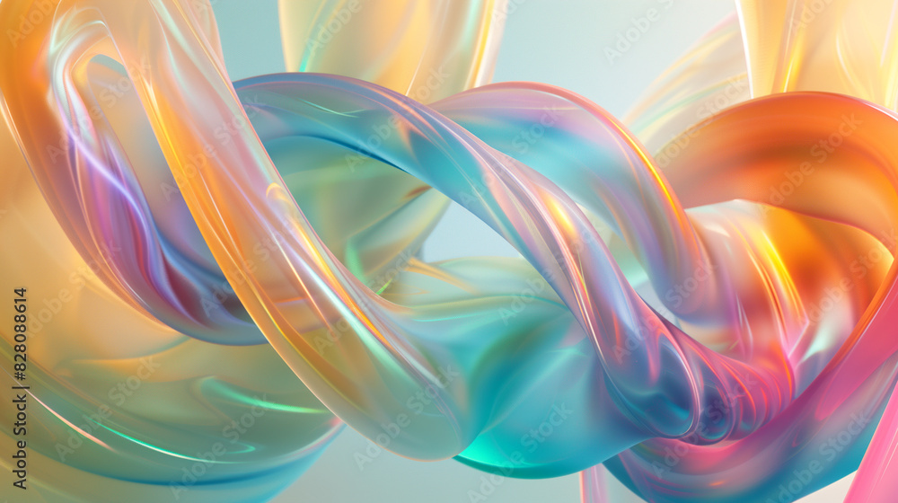Poster colorful abstract background with semi transparent material waves, relaxing gradient colors 3d wallp