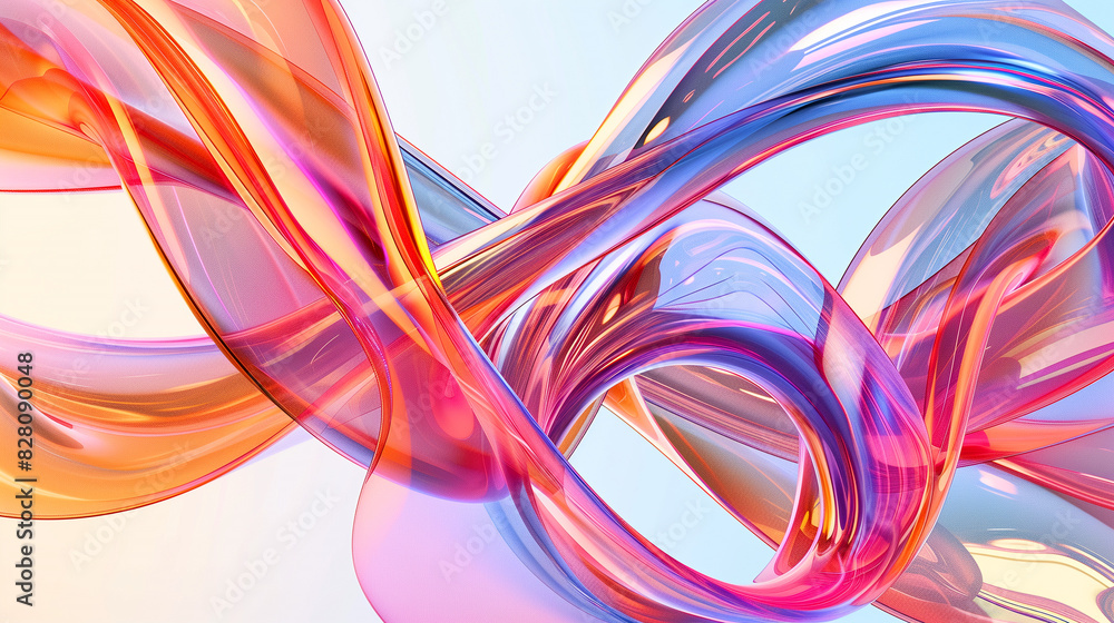 Poster colorful abstract background with semi transparent material waves, relaxing gradient colors 3d wallp