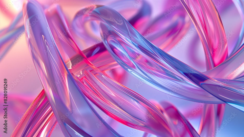 Poster colorful abstract background with semi transparent material waves, relaxing gradient colors 3d wallp