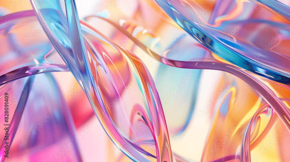 Poster colorful abstract background with semi transparent material waves, relaxing gradient colors 3d wallp