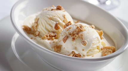 Creamy ice cream paired with soft bread, creating a mouthwatering combination of sweet indulgence.