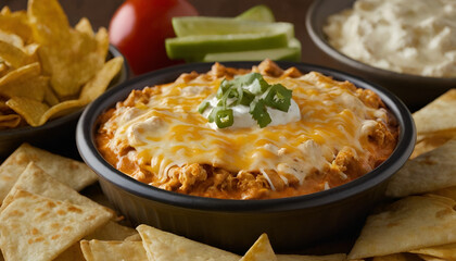 buffalo chicken dip with tortilla chips