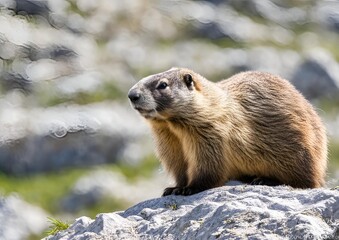 Closeup of an Alpine Marmot (Marmota marmota).
