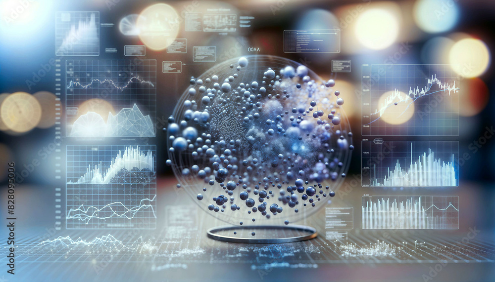 Poster an infographic illustrating the machine learning process on a blurred background - generative ai