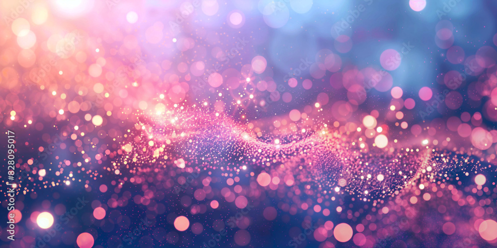 Poster a digital painting of a colorful bokeh consists of small dots scattered against a dark background - 