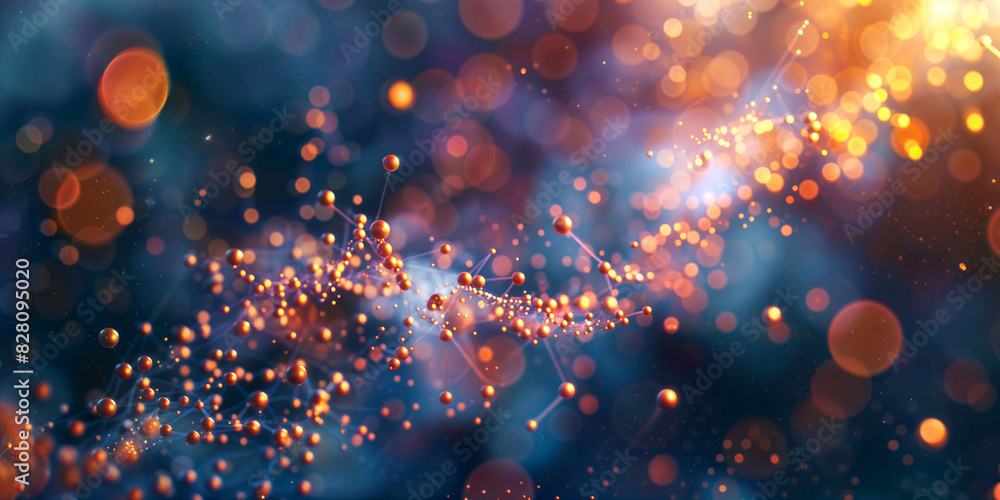 Poster a strand of dna against a colorful background with bokeh effects - generative ai