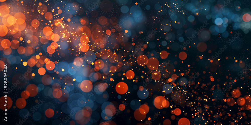 Poster a digital painting of a colorful bokeh consists of small dots scattered against a dark background - 