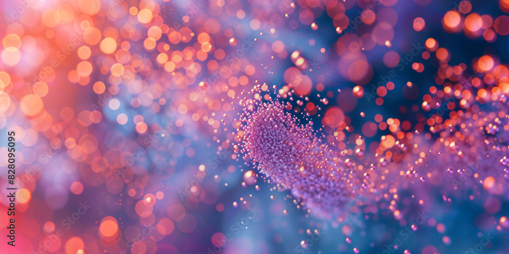 Poster a strand of dna against a colorful background with bokeh effects - generative ai