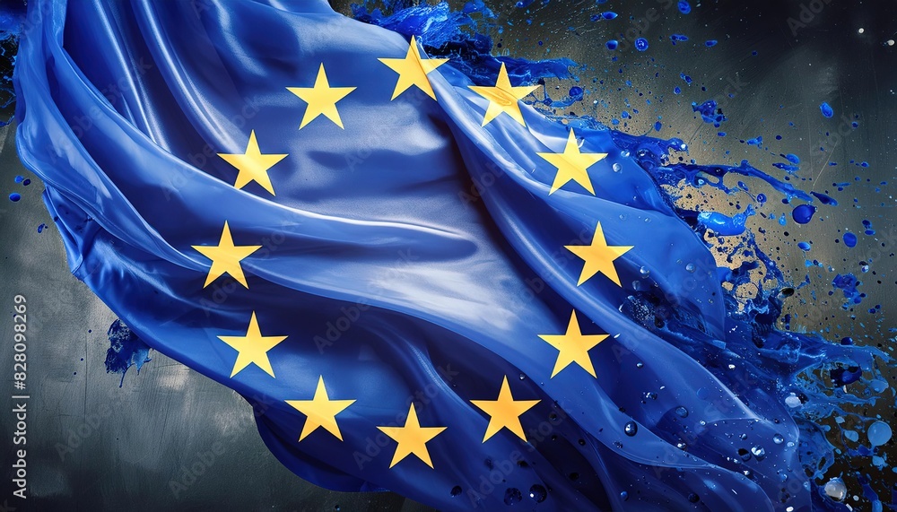 Poster european union flag in dynamic motion